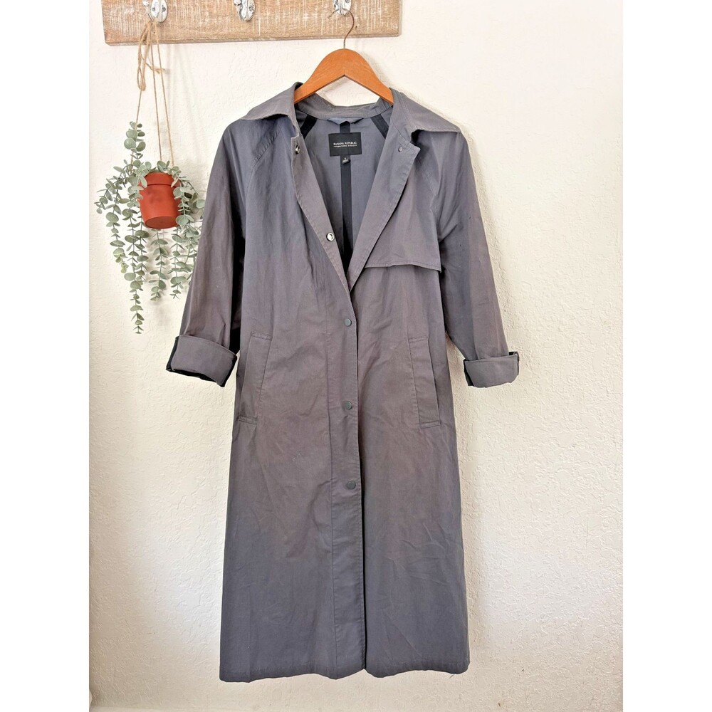Banana Republic Exclusive Gray Long Trench Coat Jacket Women's Size S Belted